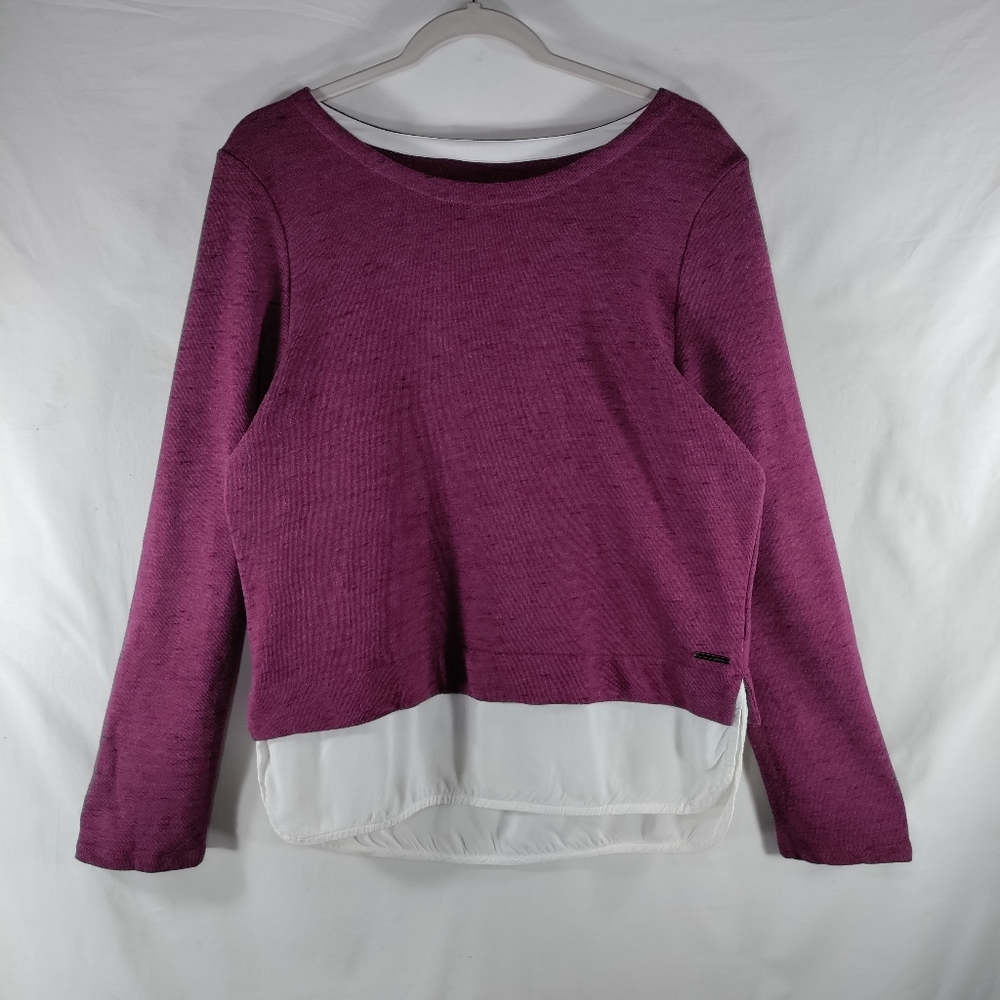 Marc New York Performance Top Shirt Womens L Maroon Layered Look Long Sleeve